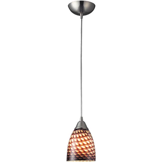 Indoor 1 light Satin Nickel/ Rich Coco Glass Pendant Light