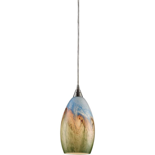 Indoor 1 light Satin Nickel/ Earthscape Glass Pendant Light