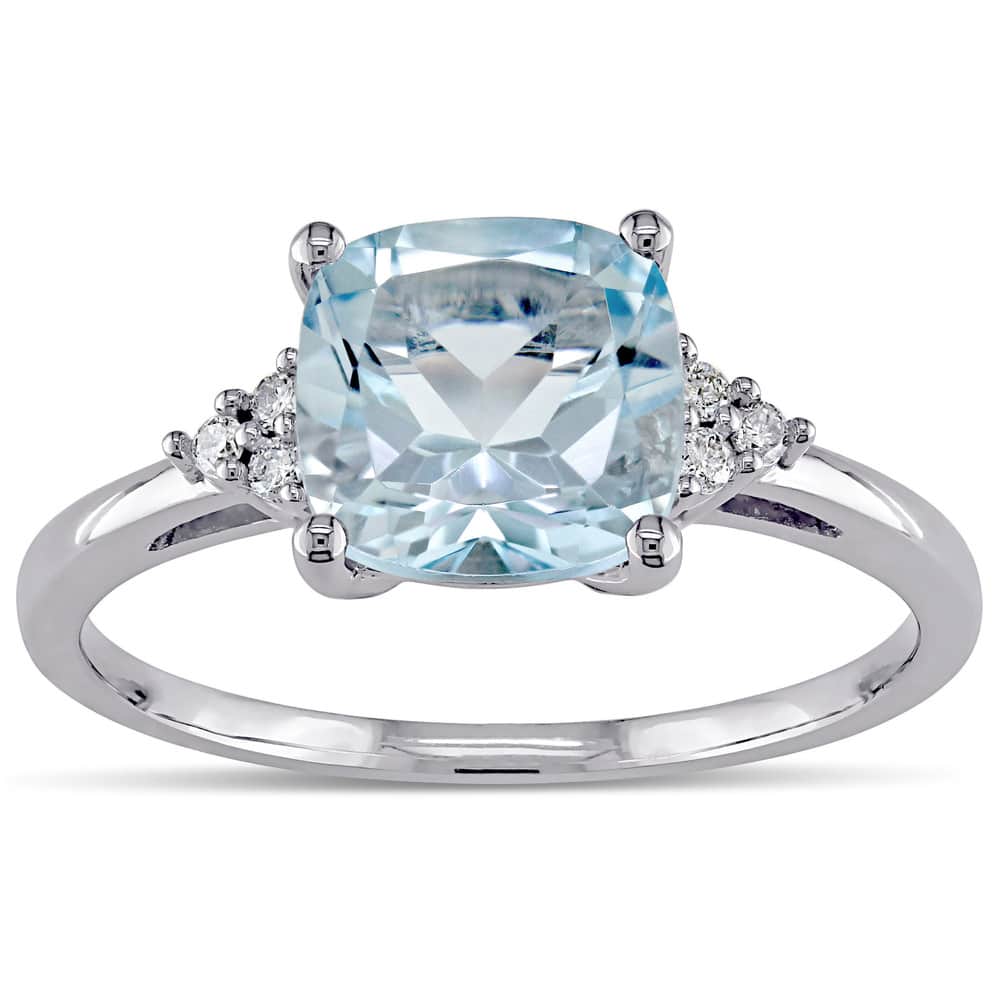Miadora 10k White Gold Sky Blue Topaz and Diamond Accent Fashion Ring