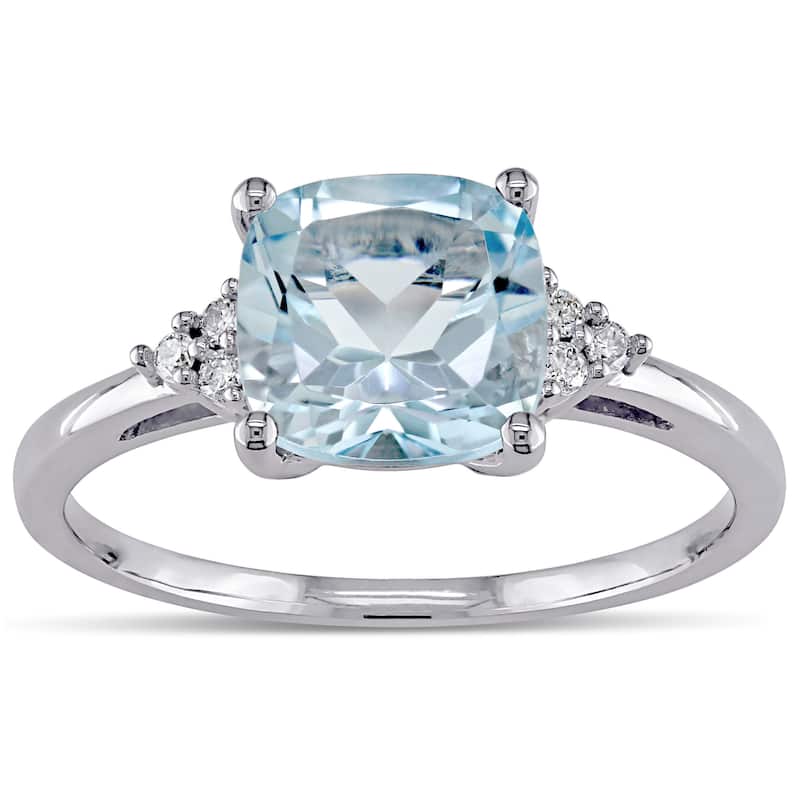 Miadora 10k White Gold Sky Blue Topaz and Diamond Accent Fashion Ring - 5