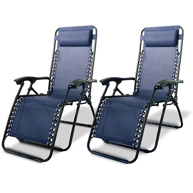 Caravan Canopy Blue Zero-Gravity Chairs (Set of 2)