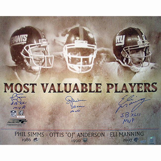 Steiner Sports OJ Anderson/ Eli Manning/ Phil Simms Signed MVP Collage