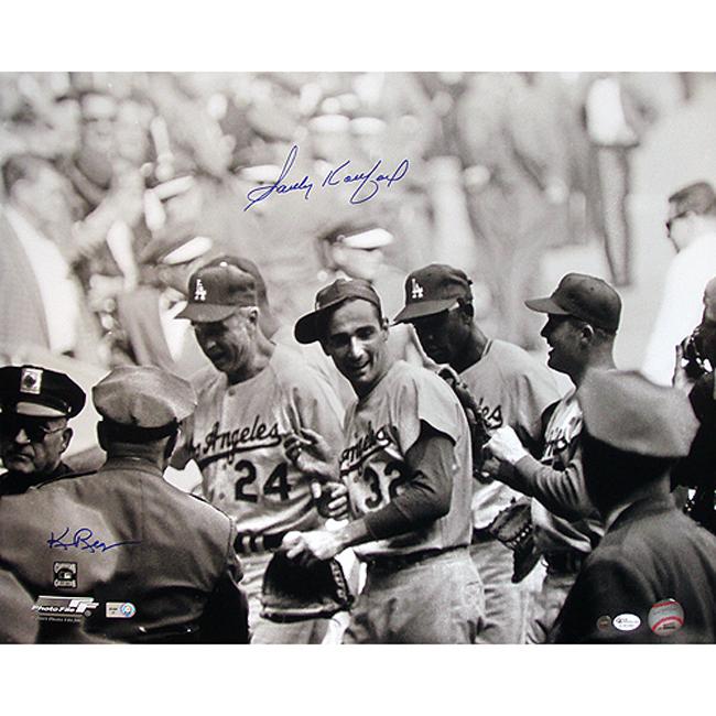 Sandy Koufax Celebrating w/ Teammates B/W 16x20 Autographed Photo by Ken Regan