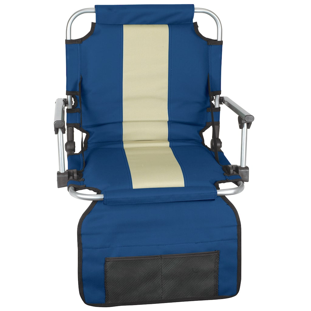 Stansport Blue/ Tan Stripe Armed Stadium Seat
