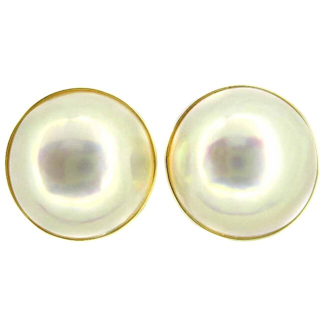 Kabella 10k Yellow Gold Mabe Pearl Earrings 13 14 Mm Kabella 10k Yellow Gold Mabe Pearl Earrings 13 14 Mm