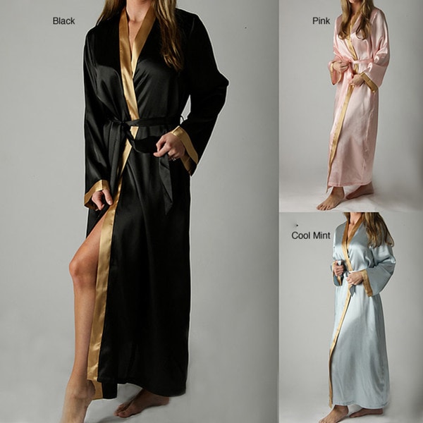 Classic Women's Long Satin Robe - 13141320 - Overstock.com Shopping ...