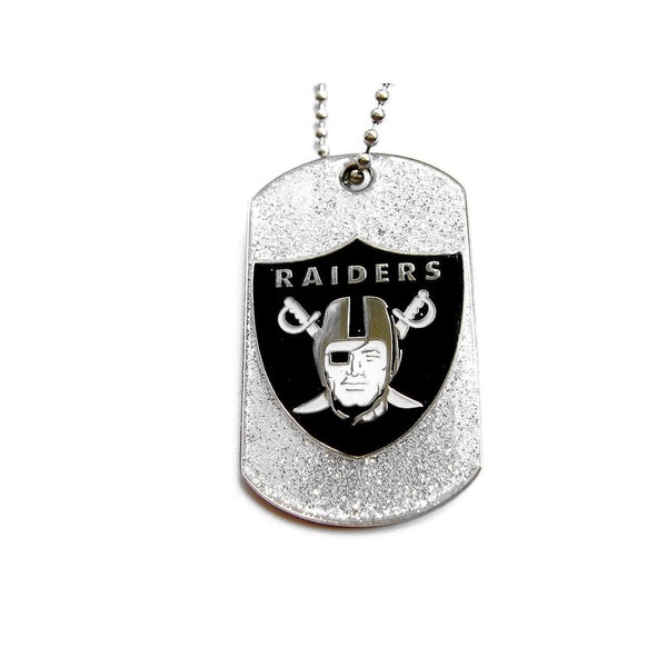 Oakland Raiders Glitter Dog Tag Necklace