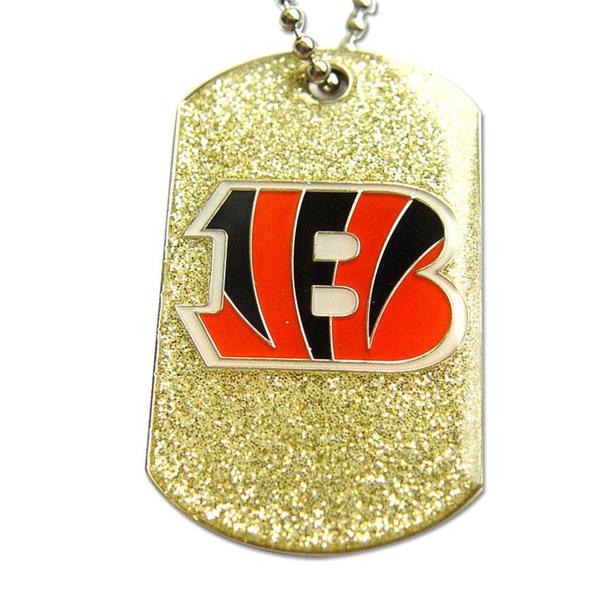 Cincinnati Bengals Fan Glitter Dog Tag Necklace