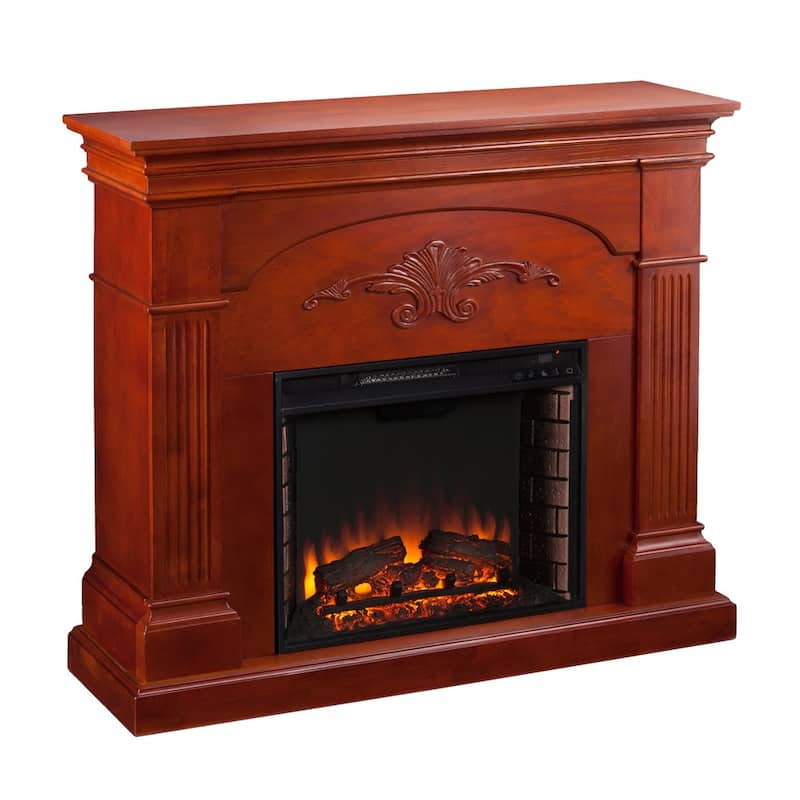 SEI Furniture Taber Mahogany Electric Fireplace