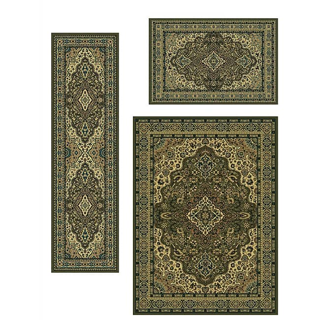 Admire Home Living Caroline Traditional Sarouk Medallion Pattern 3-piece Area Rug Set