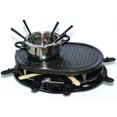 Total Chef 8-person Raclette Party Grill and Fondue Set with 8 Small Pans