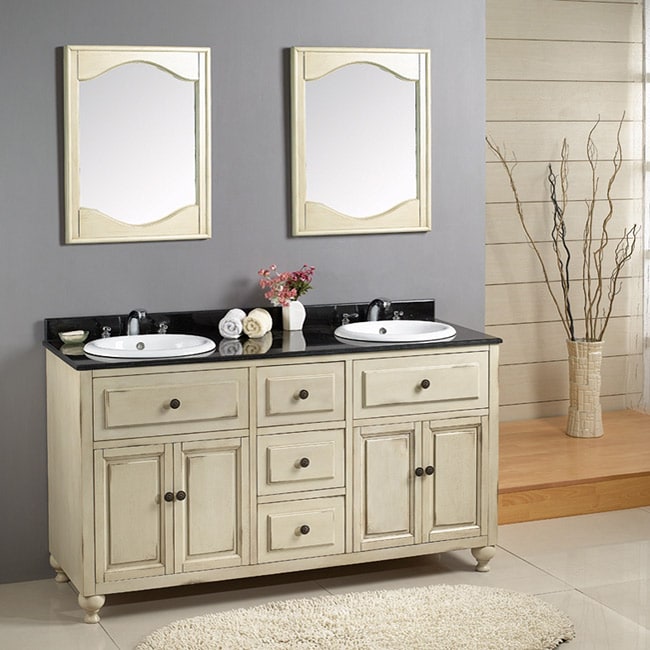 None Kenneth Double basin Granite Vanity By Ove Decors White Size Double Vanities