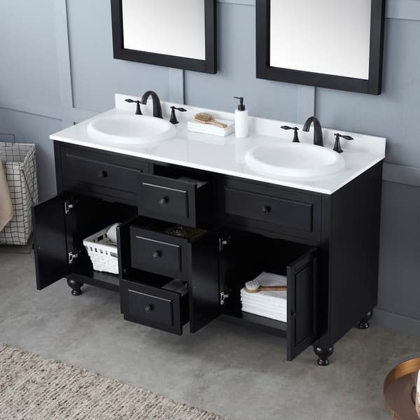 Ove Decors Kensington 60 In Black Double Sink Bathroom Ove Decors Kensington 60 In Black Double Sink Bathroom