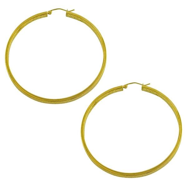 Fremada 10k Yellow Gold 55 mm Diamond cut Flat Hoop Earrings Fremada Gold Earrings