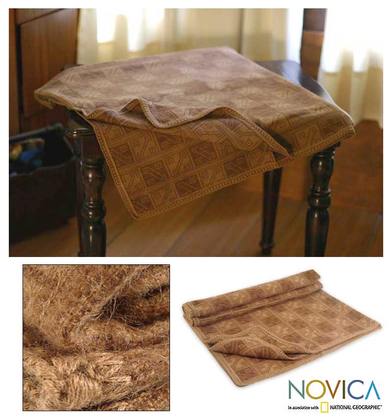 Handmade Hypnotic Inca In Brown' Alpaca Wool Throw Blanket (Peru)