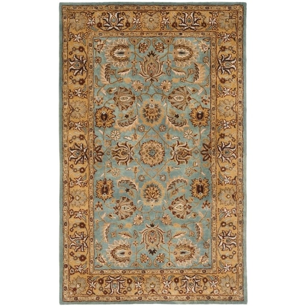 Safavieh Handmade Heritage Timeless Traditional Blue/ Gold Wool Rug - 4' x 6'