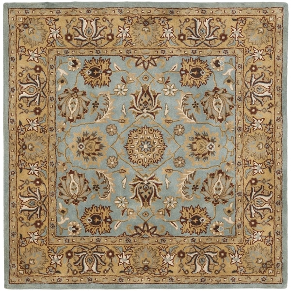 blue gold silver rug