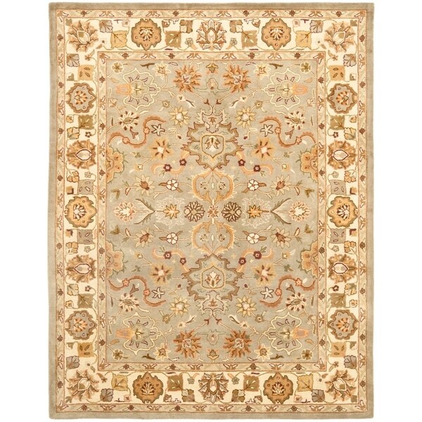 Safavieh Handmade Heritage Traditional Oushak Light Green/Beige Wool Rug - 9'-6" x 13'-6"