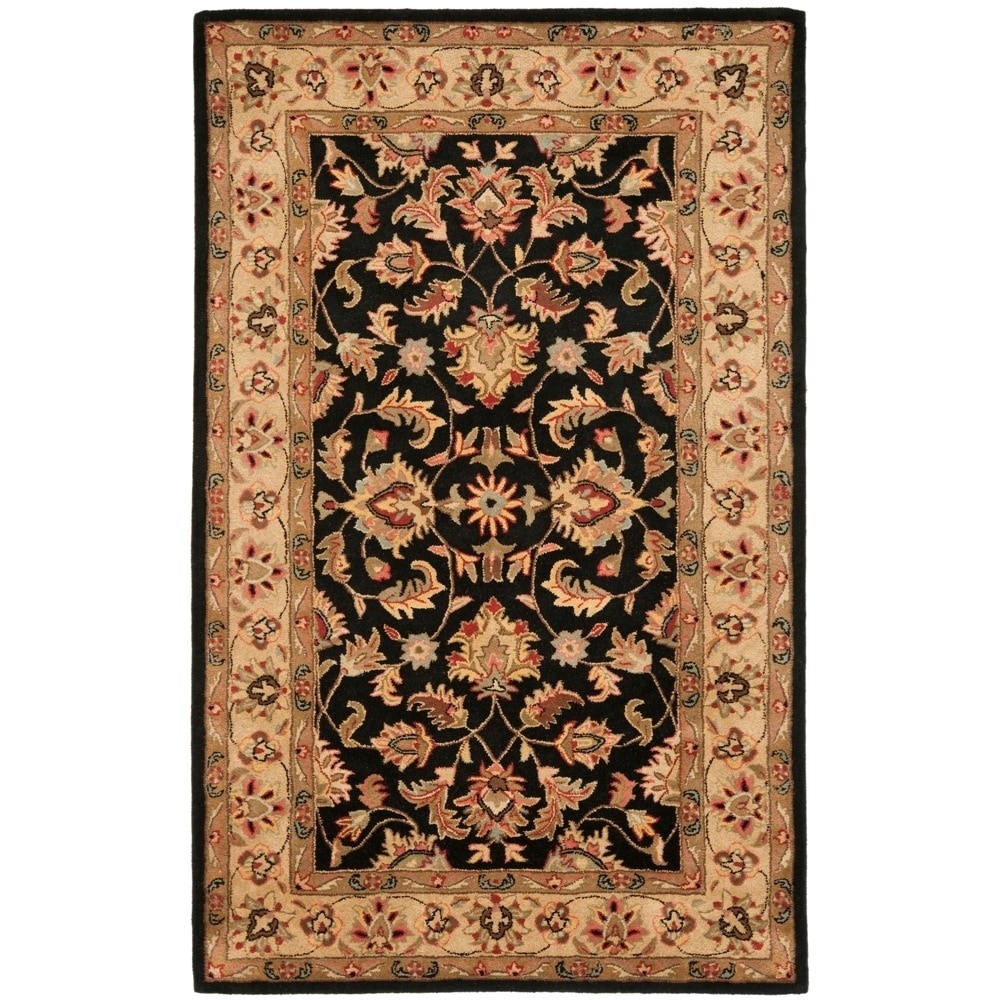 Handmade Heritage Kerman Black/ Gold Wool Rug (4 X 6)