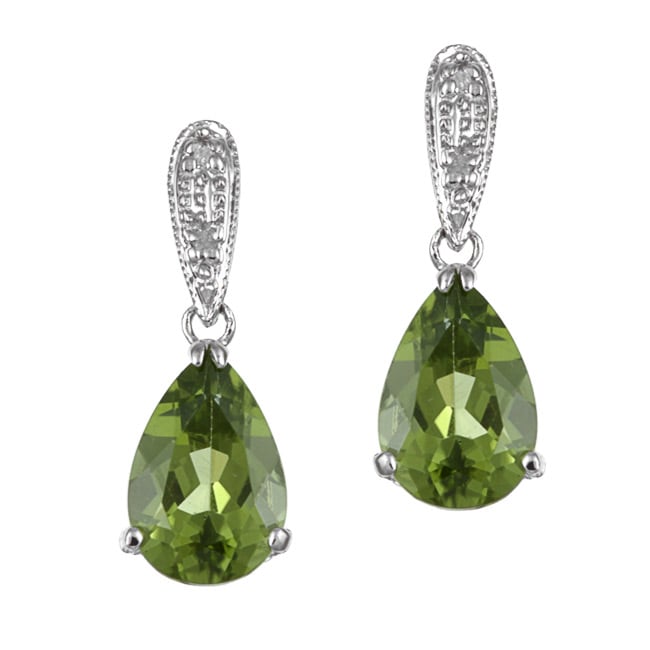 Kabella 14k White Gold Peridot And 1 10ct Tdw Diamond Earrings Kabella 14k White Gold Peridot And 1 10ct Tdw Diamond Earrings