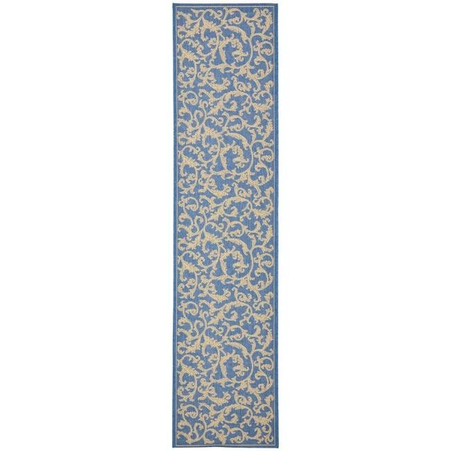 Indoor/ Outdoor Mayaguana Blue/ Natural Runner (24 X 911)