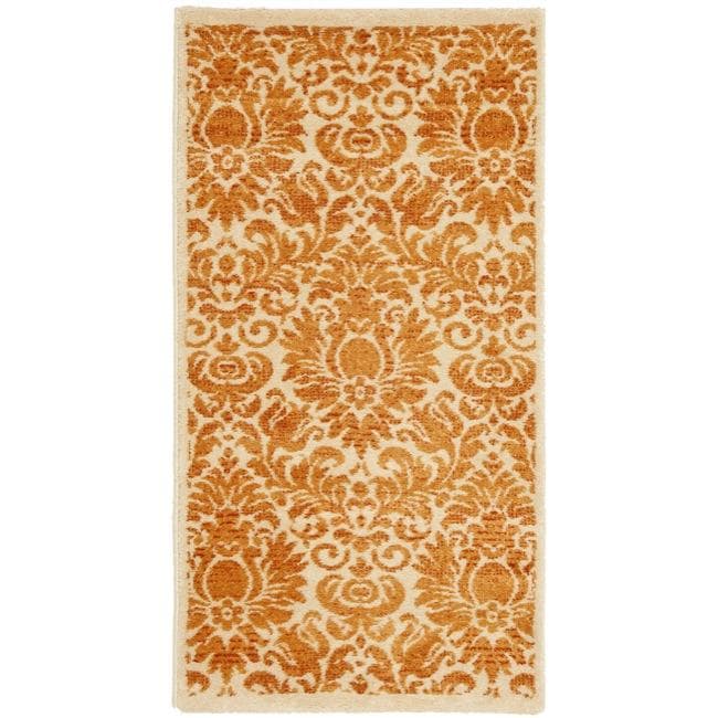 Fine spun Damask Ivory/ Rust Area Rug (27 X 5)