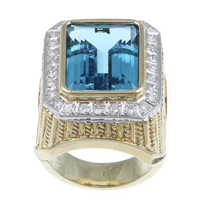 Kabella 14k Yellow Gold Blue Topaz and 4/5ct TDW Diamond Ring