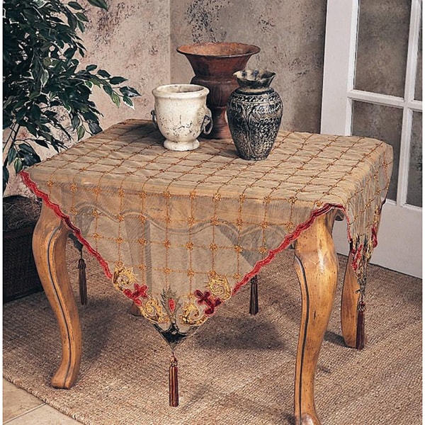 Embroidered Velvet 40-inch Square Tablecloth or Runner - Free Shipping ...