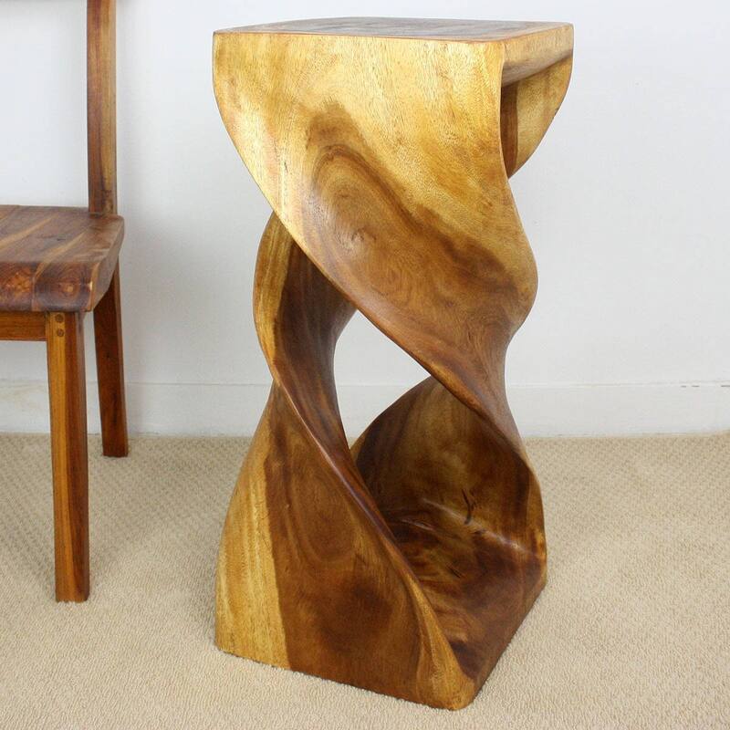 Haussmann® Wood Double Twist Stool Table 12 in SQ x 26 in H Walnut Oil - 14" x 14" x 30"