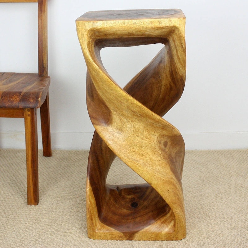 Haussmann® Wood Double Twist Stool Table 12 in SQ x 26 in H Walnut Oil - 14" x 14" x 30"