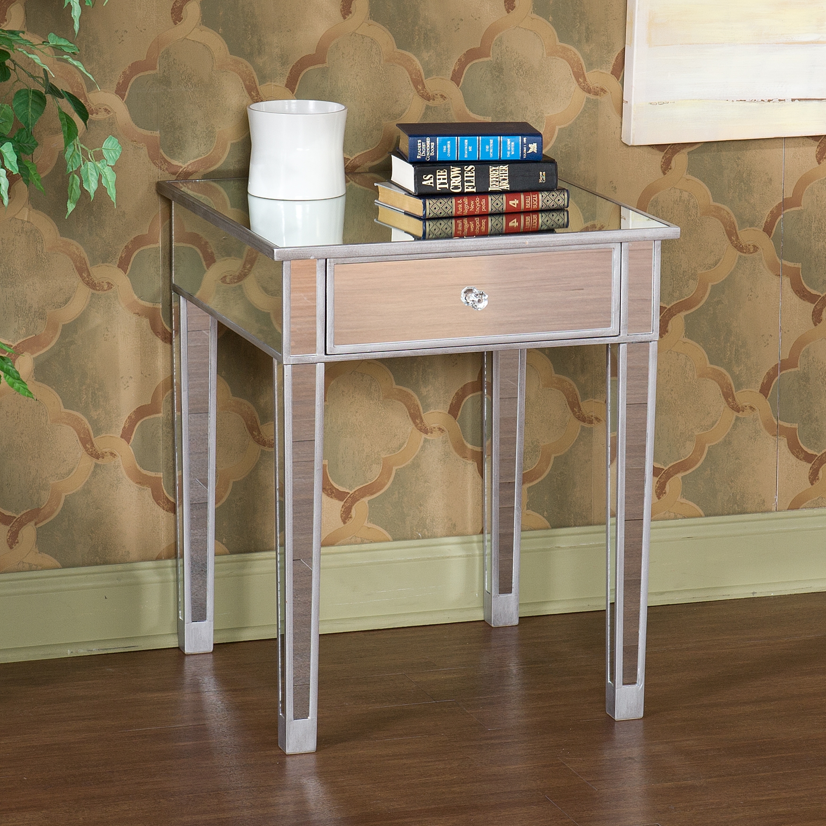Silver Orchid Olivia Mirror Side End Table Free Shipping On Silver Orchid Olivia Mirror Side End Table