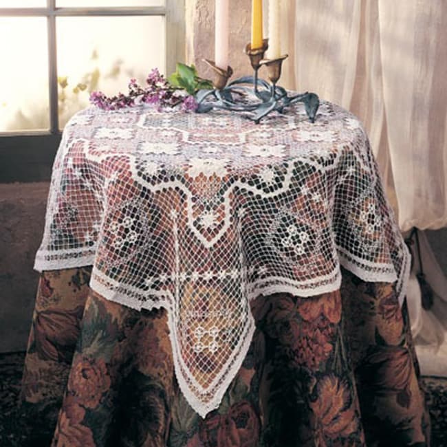 Tuscany Lace Oblong Cotton 72x90inch Tablecloth Free Shipping On