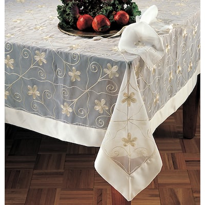 Sheer Embroidered 80-inch Square Tablecloth