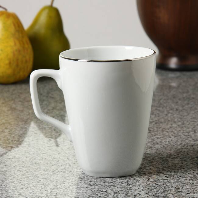 10 Strawberry Street Lotus Silver Line Square Mugs (Set of 6)