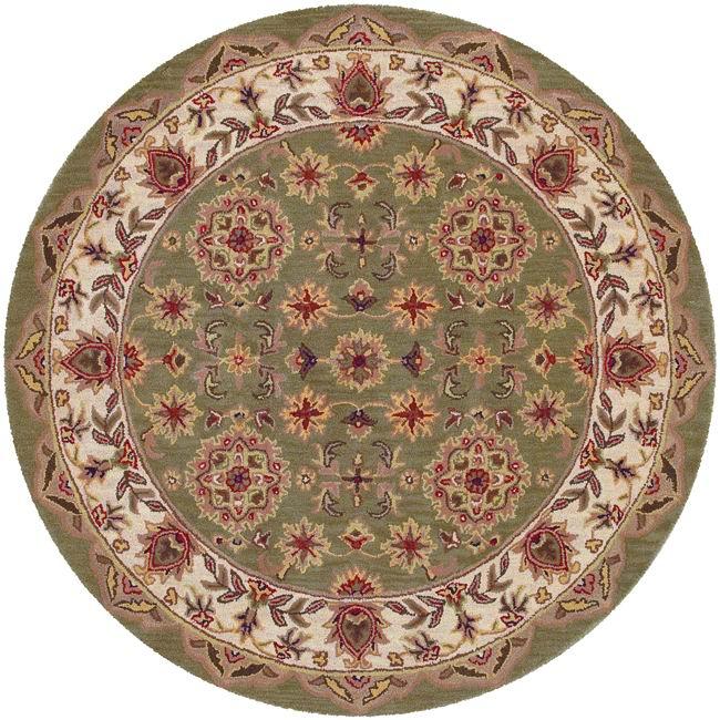 Hand tufted Green/ Ivory Wool Rug (5 Round)