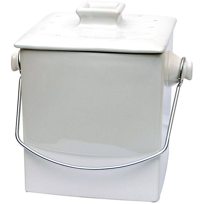 Le Chef French White Ceramic Square 1.5-gallon Compost Pail
