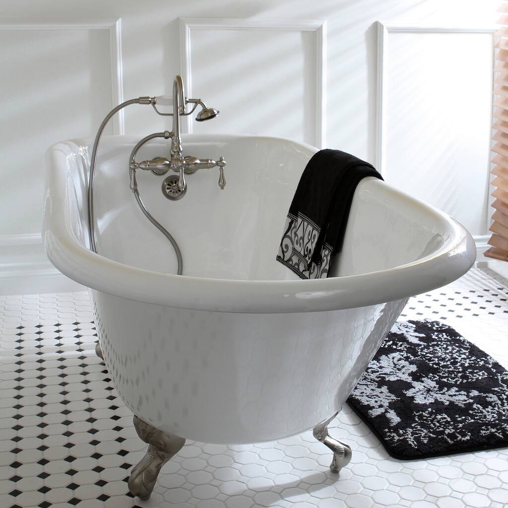 Kingston Brass Americana Wallmount Satin Nickel Clawfoot Tub Faucet