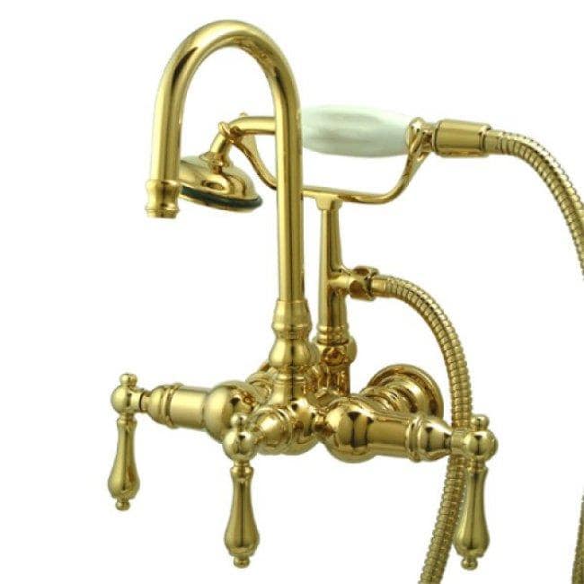 Kingston Brass Americana Wall-mount Polished Brass Clawfoot Tub Faucet