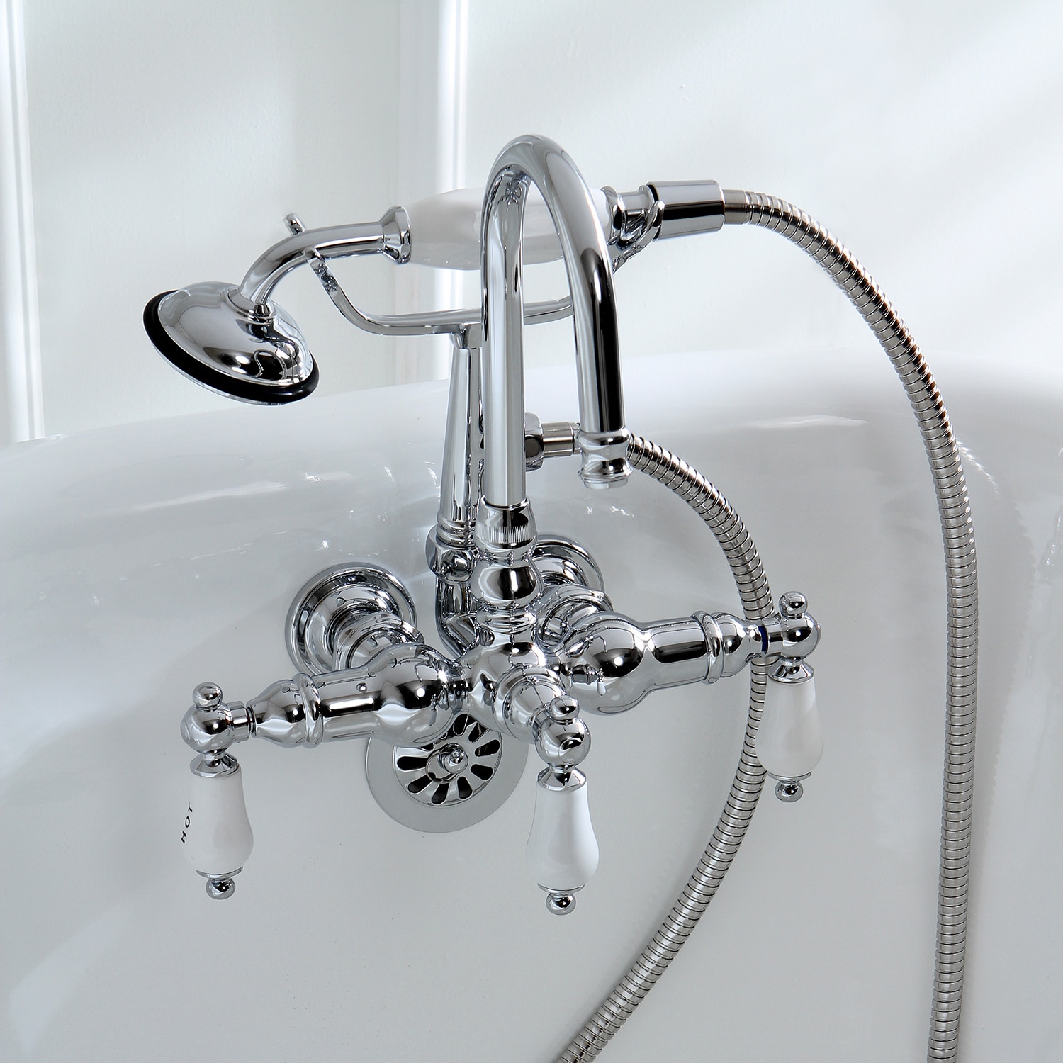 Shop Americana Wall Mount Chrome Clawfoot Tub Faucet Overstock