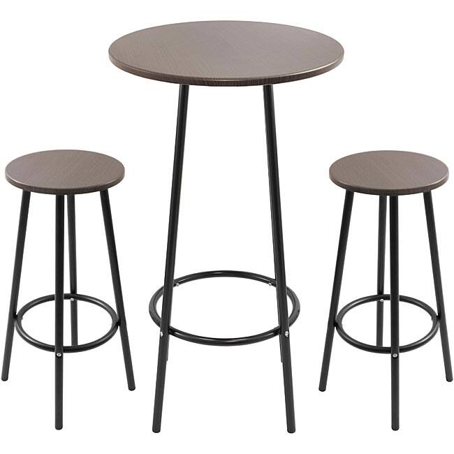 Zella Metal Espresso 3-piece Bar Table Set