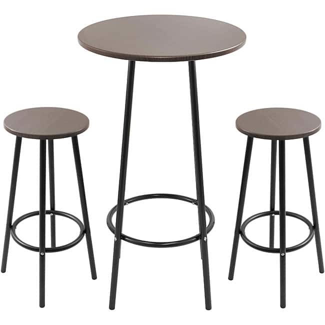 Zella Metal Espresso 3-piece Bar Table Set