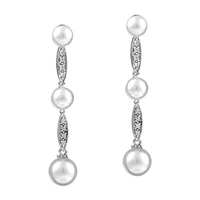 Kabella 10k White Gold Freshwater Pearl and 1/10ct TDW Diamond Earrings (H-I, I2-I3)