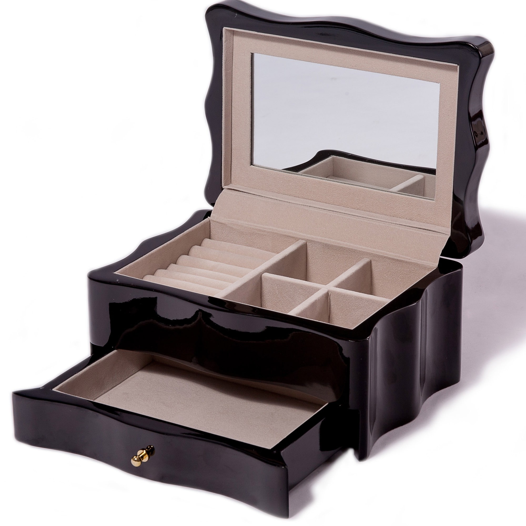 Dark Wood Jewelry Box Plenty of Storage  