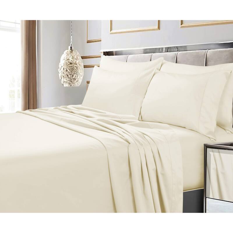 Egyptian Cotton 600 TC Extra Deep Pocket 6-piece Bed Sheet Set - Queen - Ivory