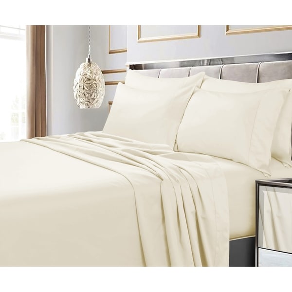 White Tribeca Living 500 Thread Count Egyptian Cotton 6-Piece Deep Pocket Sheet Set Queen