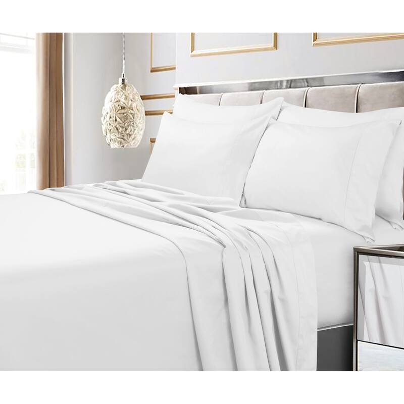 Egyptian Cotton 600 TC Extra Deep Pocket 6-piece Bed Sheet Set - Queen - White