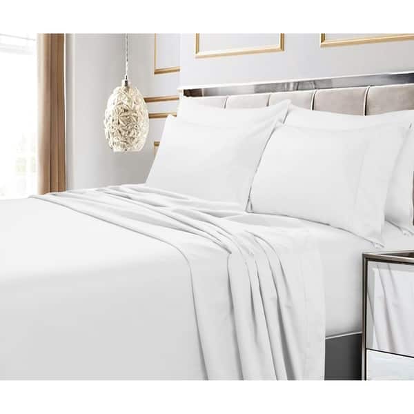 slide 2 of 5, Egyptian Cotton 600 TC Extra Deep Pocket 6-piece Bed Sheet Set King - White