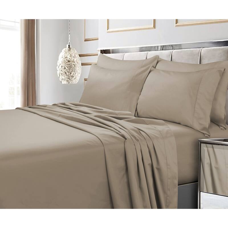 Egyptian Cotton 600 TC Extra Deep Pocket 6-piece Bed Sheet Set - King - Clay