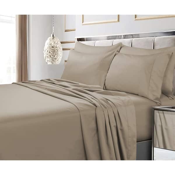 Egyptian Cotton 600 TC Extra Deep Pocket 6-piece Bed Sheet Set - Queen - Clay