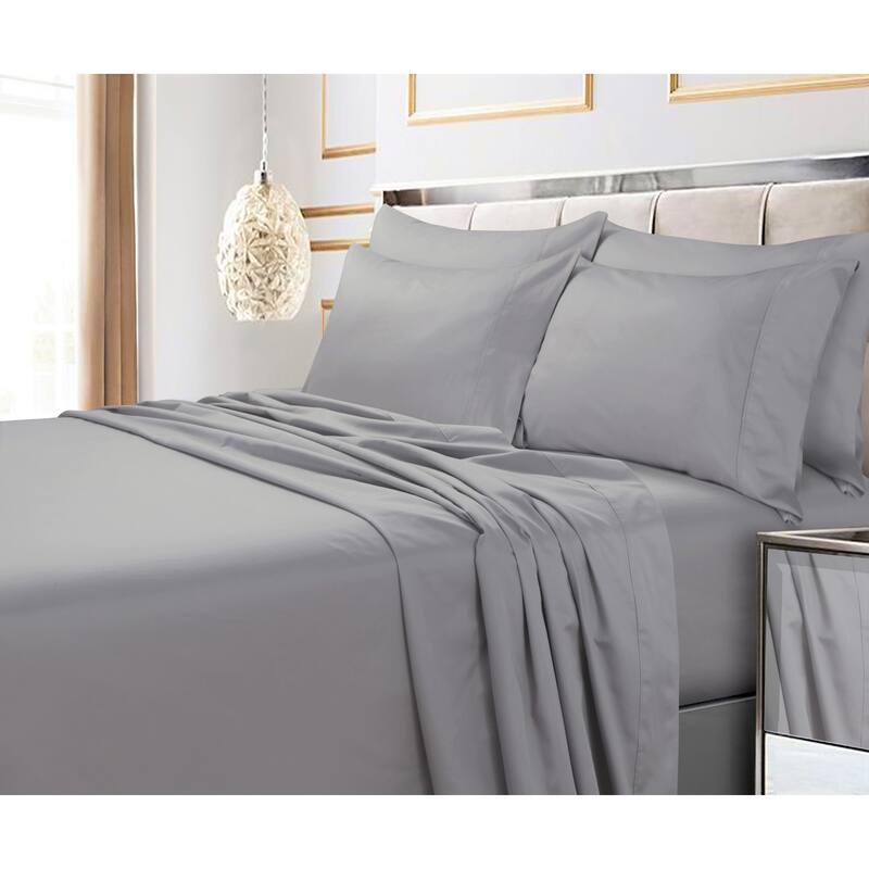 Egyptian Cotton 600 TC Extra Deep Pocket 6-piece Bed Sheet Set - Cal King - Silver